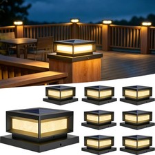Solar Post Cap Lights Outdoor for 4x4 6x6 Vinyl/Wooden Posts LED Fence Deck Lamp