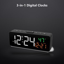 3-in-1 Digital Clocks for Living Room, Small  Compact Alarm Clock