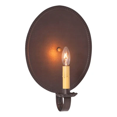 IRVIN'S TINWARE Crimped Metal Electric Wall Sconce Round Metal Colonial Light Fixture, Black USA