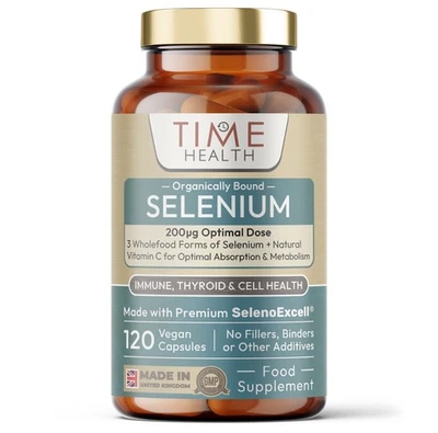 TIME HEALTH Selenium 200mcg – SelenoExcell® Maximum Absorption Organically Bound & Food-Form