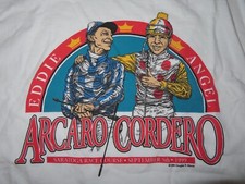 Vintage 1999 EDDIE ARCARO & ANGEL CORDERO Horse Racing SARATOGA (XL) T-Shirt