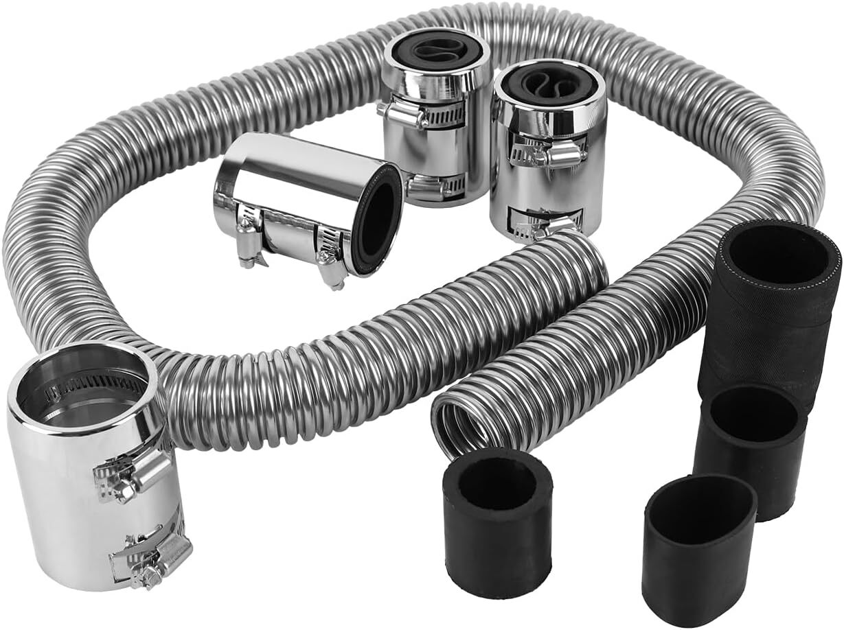 48-inch Universal Stainless Steel Radiator Coolant Hose Kit with Caps