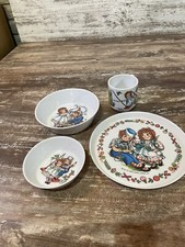 Vintage 1969 Raggedy Ann And Andy Set Of Oneida Melamine Child's Plate Bowls Cup
