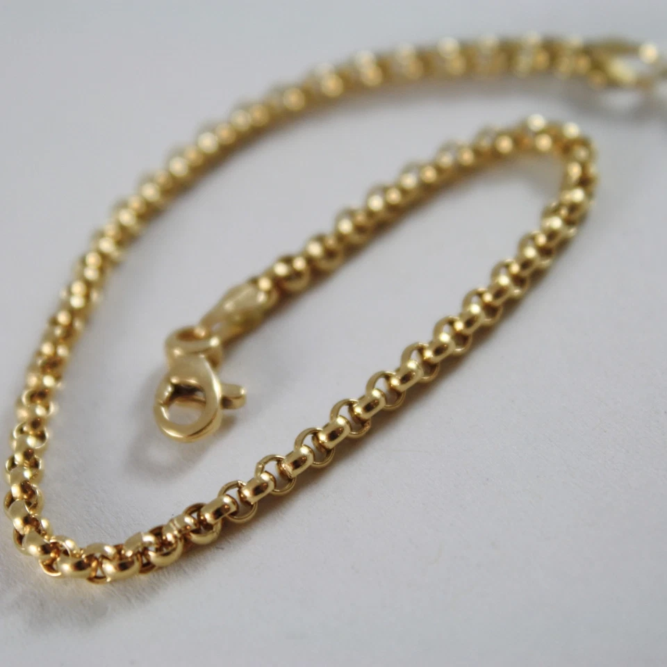 Bracelet or Jaune Ou Blanc 750 18K Rolo, Cercles 2.5 MM, 19 CM, Made en Italie - Photo 3/4