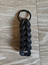 Handmade Leather Key Chain Black with Black Split Ring