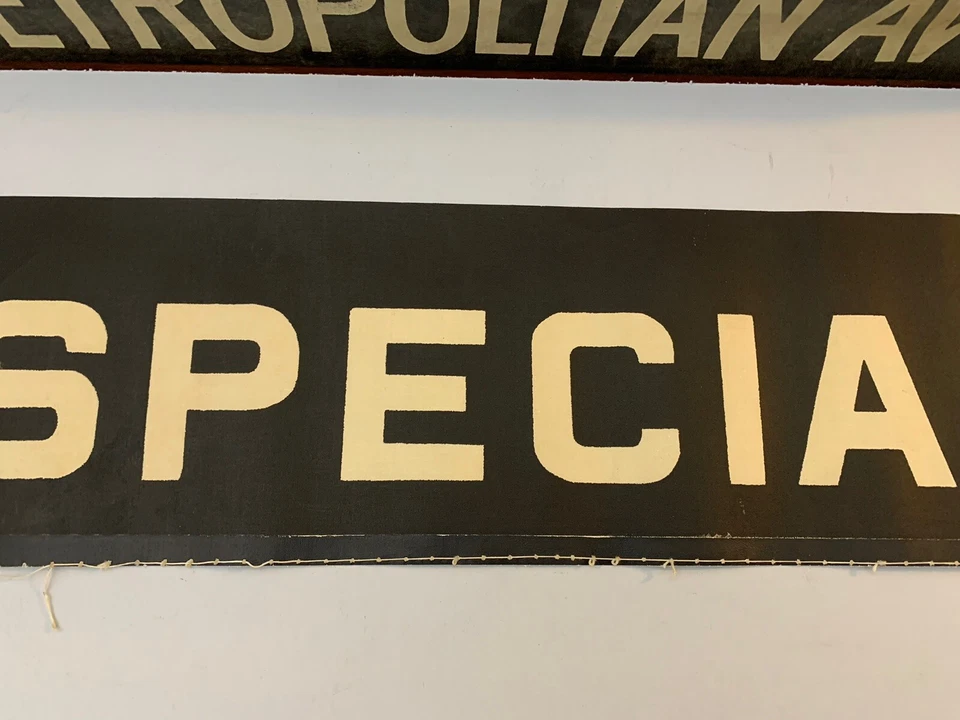 NY NYC SUBWAY SMALL FONT 26" LONG X6" SPECIAL TRAIN VINTAGE ROLL SIGN VELLUM ART - Image 4 of 4