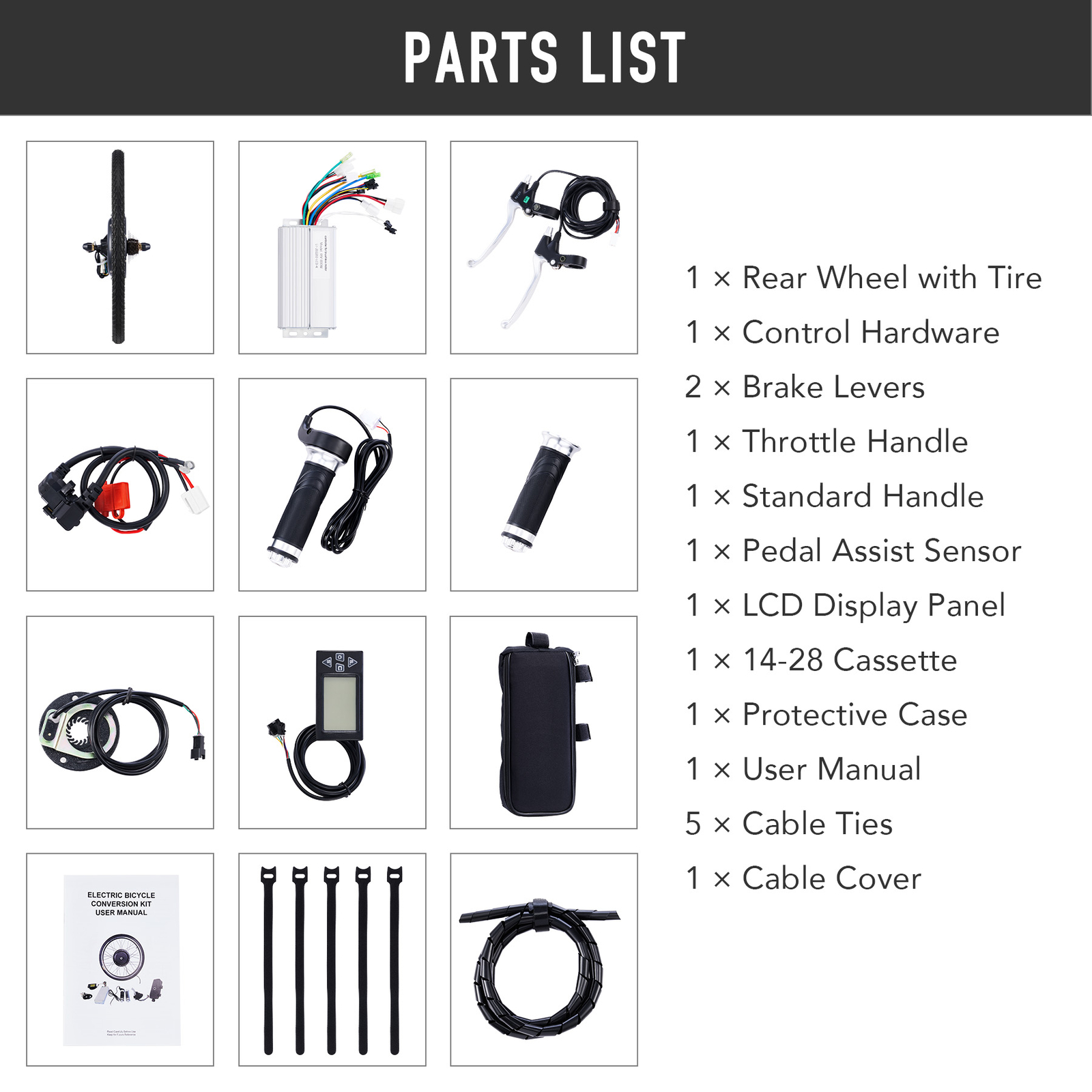 1000W 26" eBike Conversion Kit Rear Wheel Electric Bike Direct Drive