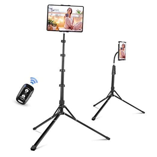 Stand Floor, 67” Height Adjustable Tripod Stand, Tablet Stand with Extendable