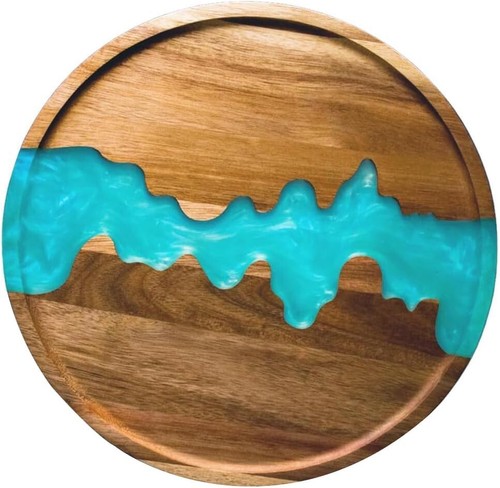 Versatile Round Blue Resin Serving Tray - Ideal for Appetizers, Decor & Gifts - Picture 3 of 9