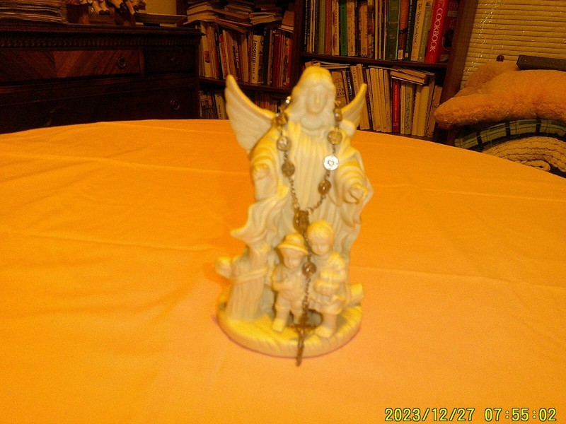 7-Inch White Porcelain Angel with Rosary