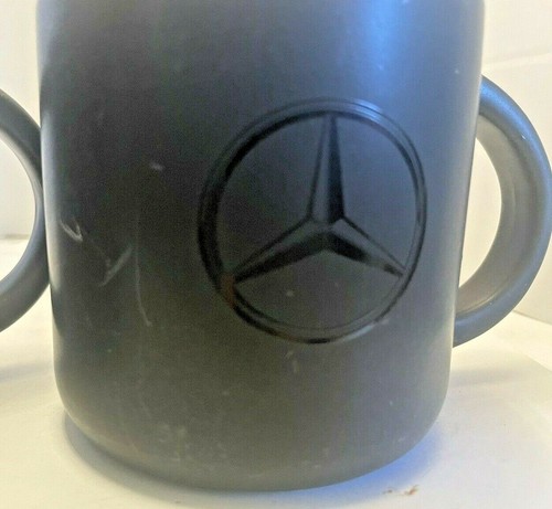 Lot of 2 Mercedes Benz Logo Car Coffee Tea Mug's Ceramic Cup Black on Black - Imagen 4 de 7