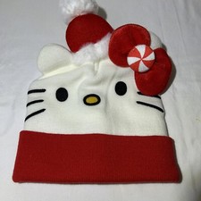 Sanrio Hello Kitty Christmas Cuff Beanie Knit Hat Girls One Size NEW