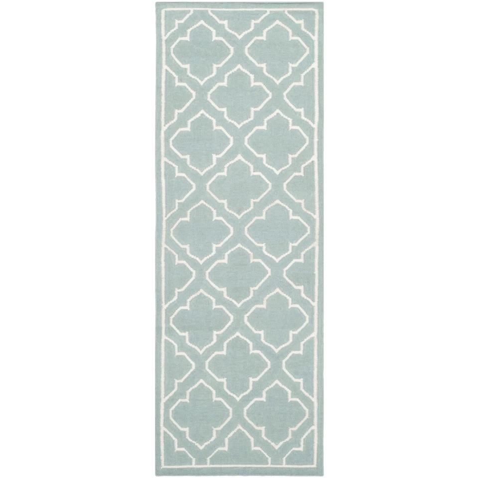 SAFAVIEH Dhurries DHU625A Handwoven Blue / Ivory Rug - Image 3 of 4