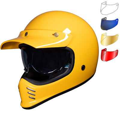 Black Royale II Retro Gloss Sunset Yellow Motorcycle Helmet With Extra Sun  Visor UK