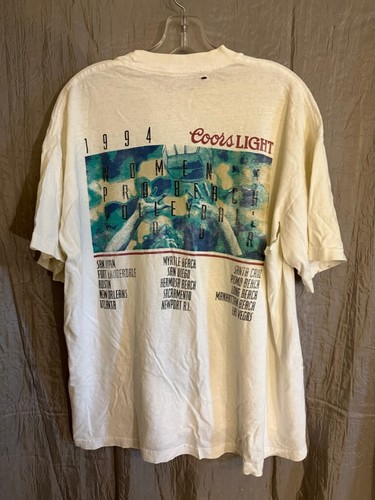 Vintage 1994 Coors Lite Womens Pro-Beach-Volleyball T-Shirt XL - Picture 8 of 13