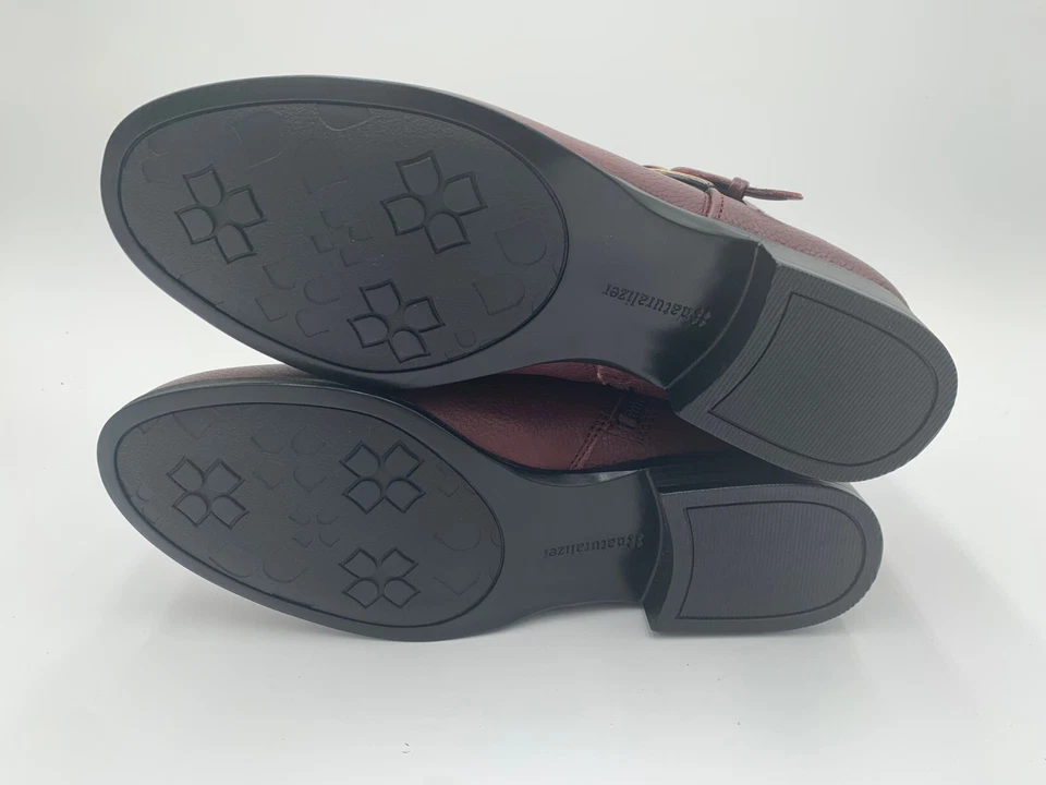 NATURALIZER 女式 JARRETT BOOT ANKLE BOOTIE 拉链葡萄酒皮革 8 中号宽 — 第 2/3 张图片