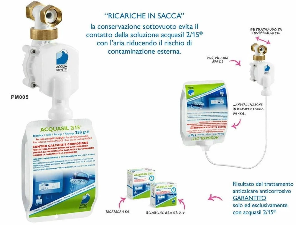 PC100 ACQUASIL 2/15 4 SACCHE X 250G ANTICORROSIVO ANTINCROSTANTE POMPE MINIDUE - Immagine 4 di 4