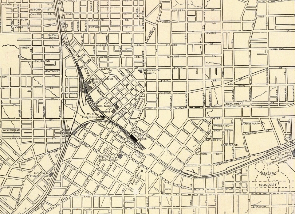 Mapa de calles antiguo de Atlanta 1901 de Atlanta George Cram 855 Foto 2 de 3
