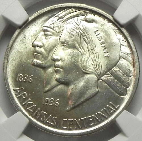 1935 Arkansas Silver Commemorative Half Dollar-MS66 NGC-BEAUTIFUL BRIGHT LUSTER