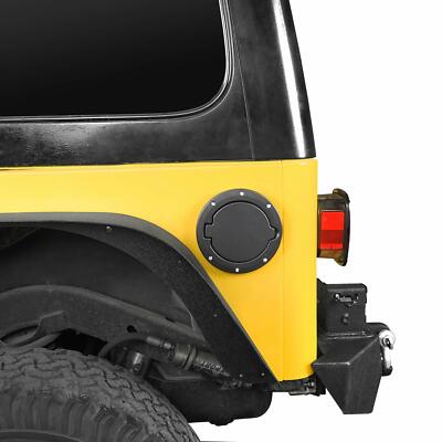 SHINEKA Black Aluminum Fuel Gas Cap Door Cover For 1997-2006 Jeep Wrangler TJ – Set Of 2, Direct Replacement