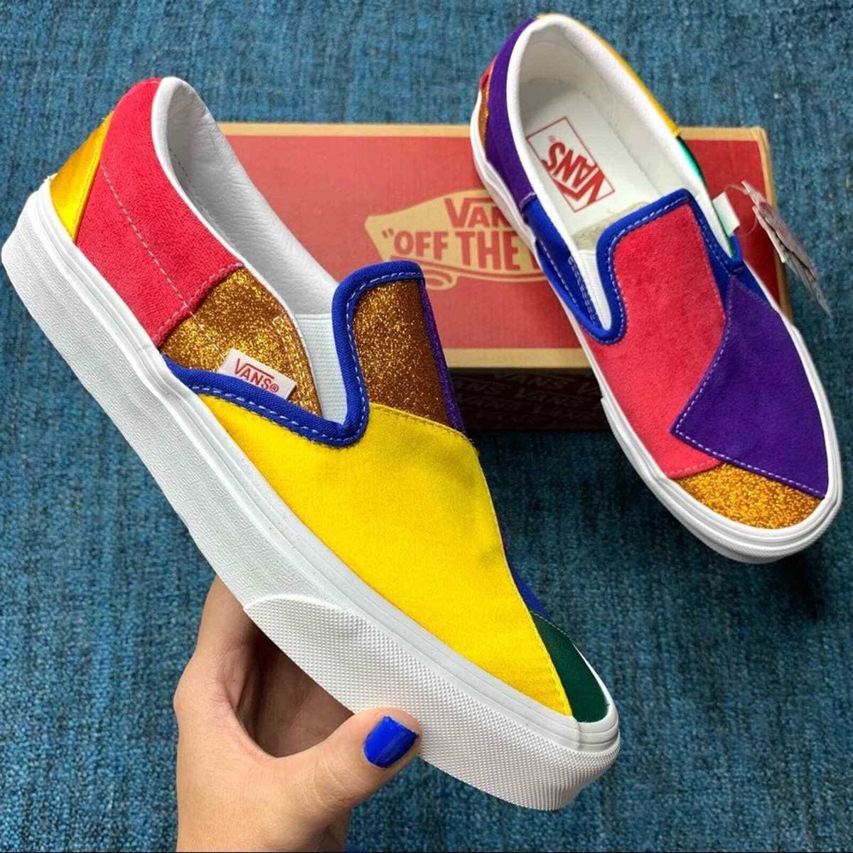 Vans Classic Slip On Pride Patchwork Sneakers Colorful Rainbow