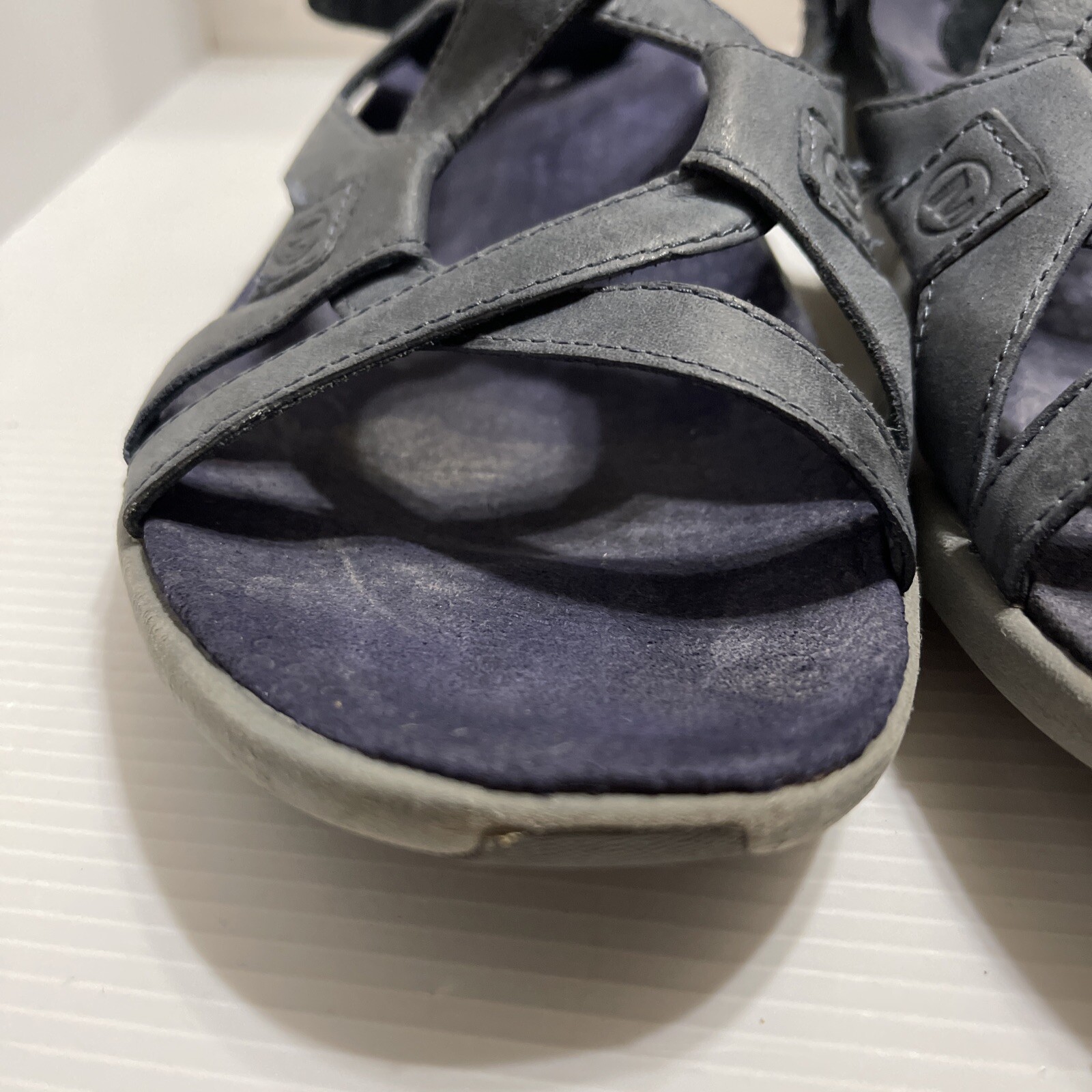 MERRELL sandali in pelle blu navy agave donna misura 9 cinturino fibbia scarpa