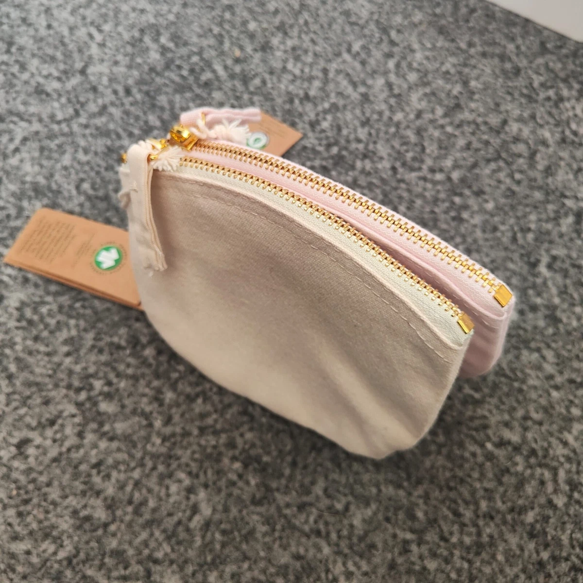 Personalised ORGANIC MAKE UP BAG Soft Canvas Jewellery Toiletry Plain Zip bag