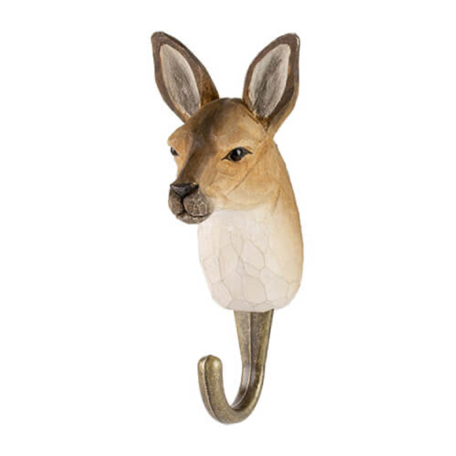Wildlife Garden  Hook  Hand Carved   Kangaroo