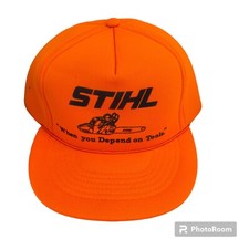 Vintage Stihl Chainsaw Orange Snapback Trucker Hat Cap Insulated Rope