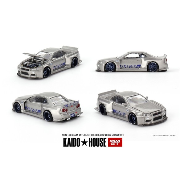 Mini Gt Kaido House - Nissan Skyline GT-R (R34) Kaido Works Shinjuku V1 KHMG143-image