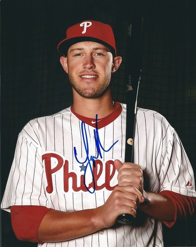 Signed 8x10 LOGAN MOORE Philadelphia Phillies Autographed photo - COA