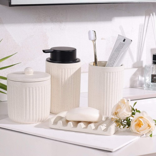Pockmark Set Bagno 4 Pezzi Schiumogeno Ceramica Sostenibile - Foto 2 di 12