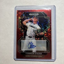 Connor Staine 2022 Prizm Draft Picks Red Disco Rookie Auto /99 UCF Rockies #66