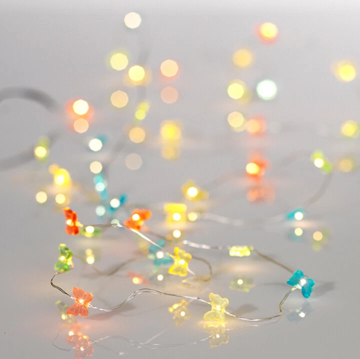 G3625556 RAZ 9' Strand LED Lighted Garland Butterfly B/O Timer Lights Decoration