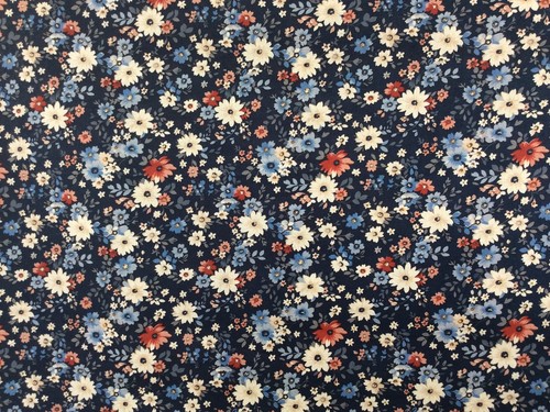 New Quilting Fabric VINTAGE FLORAL 1 Yd 100% Premium Cotton print #64 BLUE