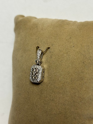 PRECIOSO COLGANTE RECTANGULAR ORO BLANCO 14k 0,33 quilates tw chocolate y diamantes blancos - Imagen 7 de 17