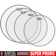 REMO EMPEROR Set 10" 12" 14" 14" PELLE CLEAR TRASPARENTE PER BATTERIA ACUSTICA
