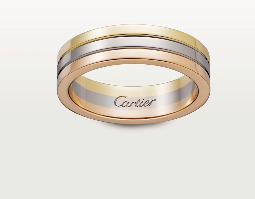 Cartier Vendome Louis 18k Yellow White and Rose Gold Wedding Band