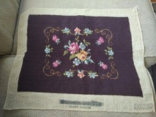 Vintage Needlepoint Canvas Floral Design 20"X16" Rokoko