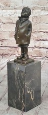 BRONZE MALE YOUNG BOY SCULPTURE Signed FIGURINE STATUE FIGURE DECOR HAND MADE