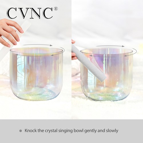CVNC 6 Pulgadas Chakra Alquimia Color Cósmico Cristal Transparente Cantor Cuenco Sonido Sanación - Imagen 15 de 36