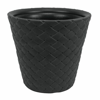 2x Übertopf ''Matuba'' Flecht-Optik Kunststoff grau Pflanzengefäß Blumenkübel 60cm