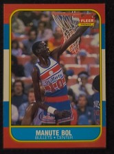 1986-87 Fleer MANUTE BOL, Rookie Card #12, Bullets, Vintage HOF EX/MT+ to NM. rookie card picture