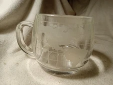 Vintage Nestle Co Inc Etched Glass World Globe Coffee Mug (876)