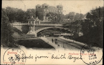 Helgolander Weg Hamburg Germany vintage postcard UDB posted 1905 r775