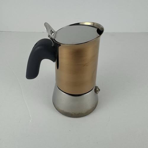 Bialetti Caffettiera Espresso Piano Cottura Acciaio Inox Oro 18/10 INOX 6 Tazze Italia - Foto 2 di 17