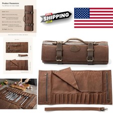 Classic Chef Knife Roll Bag Durable 16oz Canvas with Adjustable Shoulder Strap