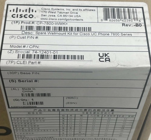 QTY 5 CISCO CP-7800-WMK= WALLMOUNT KIT FOR IP PHONE 7800 SERIES 74-12401-01 - Photo 3/3