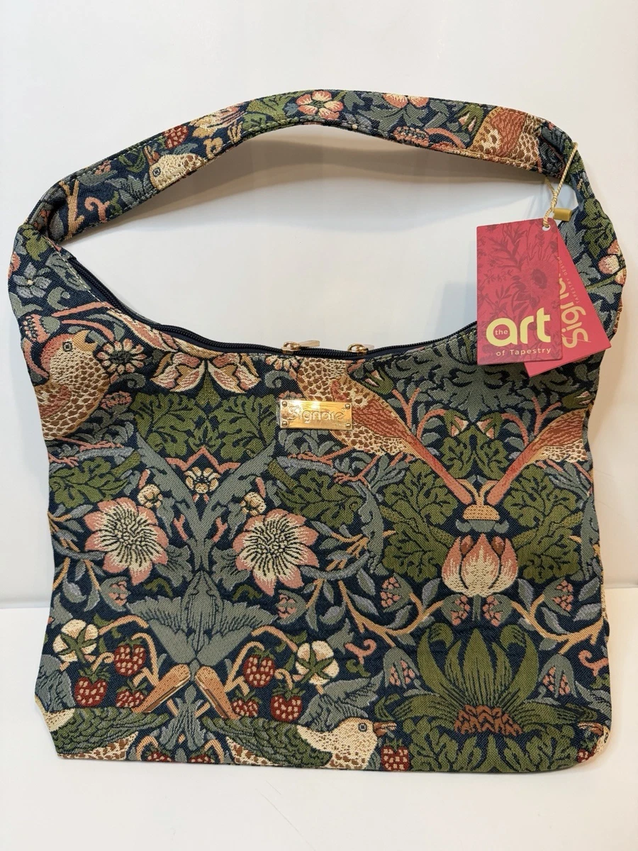 Borsa Hobo Signare In Arazzo Con Disegno Floreale William Morris – Tracolla Donna, Tote Spaziosa, 35x33x13 Cm, Blu - 4