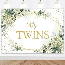 Greenery Twins Baby Shower Backdrop 7x5ft Eucalyptus Baby Shower Decorations ...